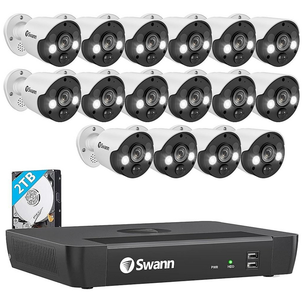 Swann Pro 16-Chan, 16-Cam Wired 2TB NVR Security Surveillance System