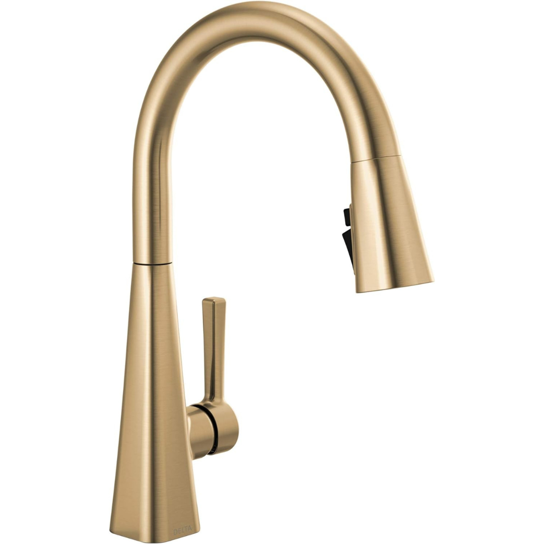 Delta Faucet Lenta Gold Kitchen Faucets with Pull Down Sprayer