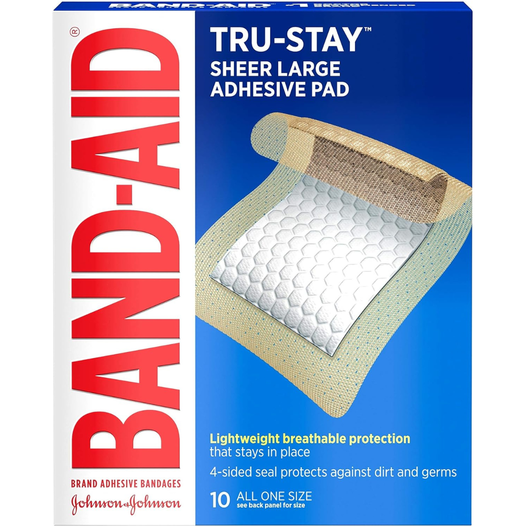 10-Count Band-Aid Brand Tru-Stay Adhesive Pads for Wound Care