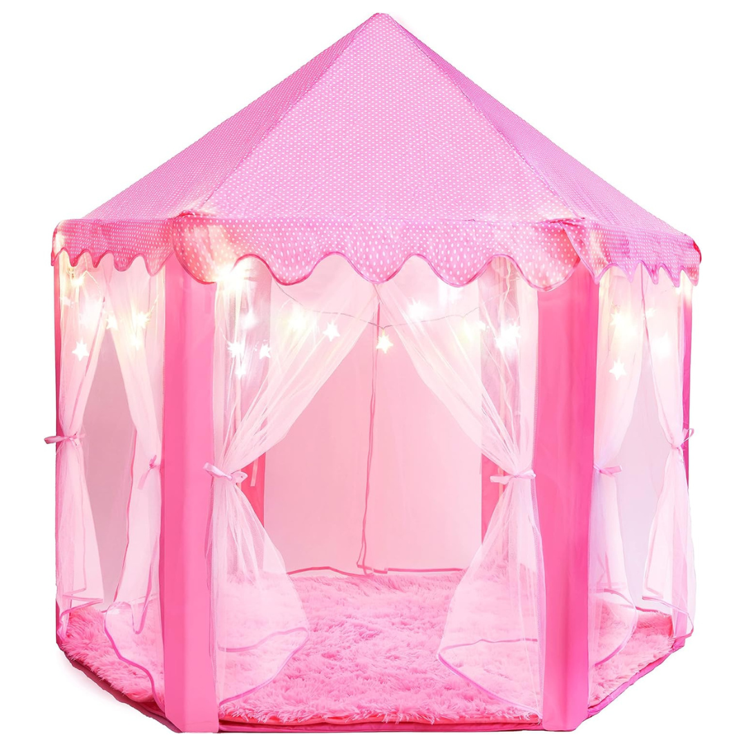 Playvibe Princess Castle Play Tent with Star Lights (55" x 53")