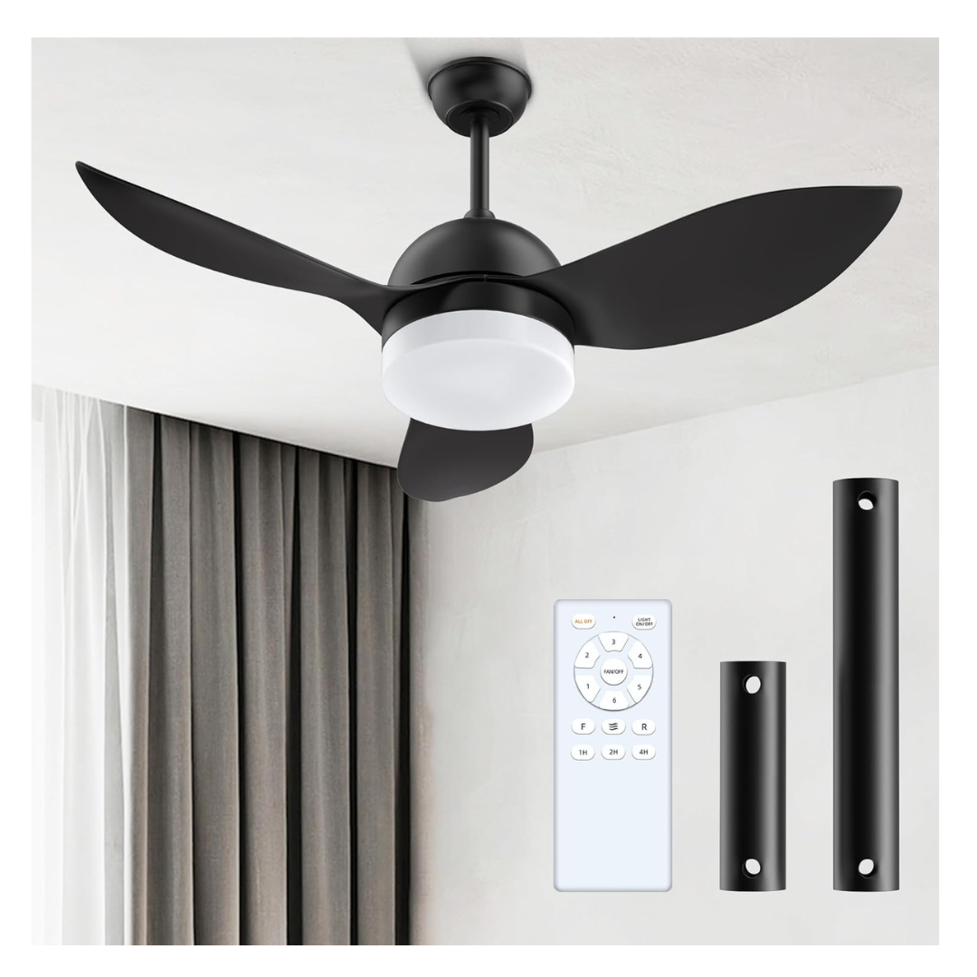 LED Black Ceiling Fans 38" with Light