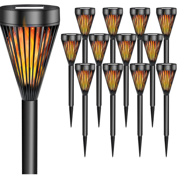 12 Pack Outdoor Mini Solar Lights with Flickering Flame