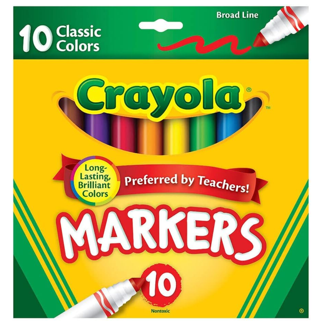 Crayola Broad Line Markers, Classic Colors, 10 Count