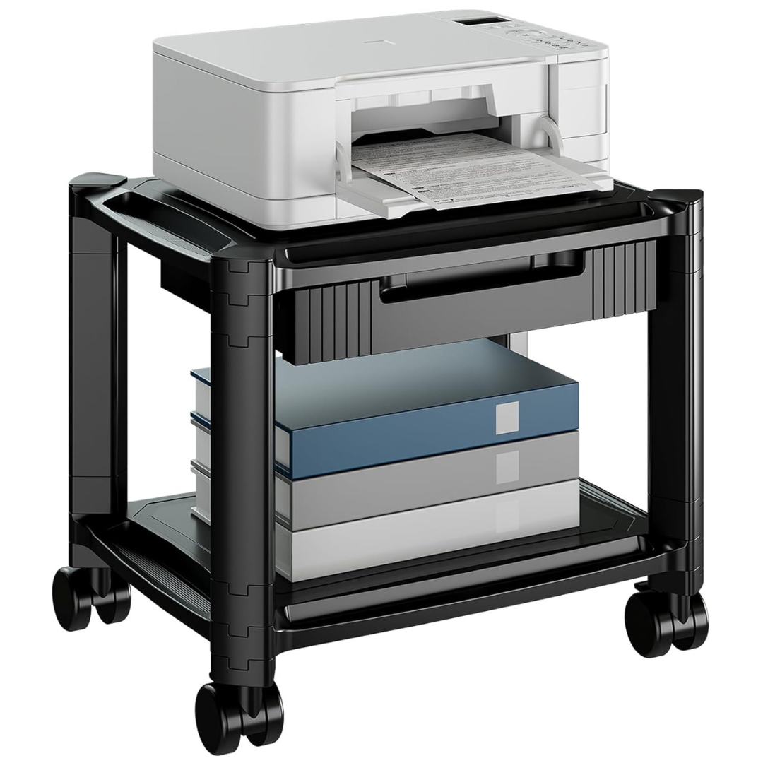 Wali 2-Tier 3 Height Adjustable Printer Stand with Storage Drawer