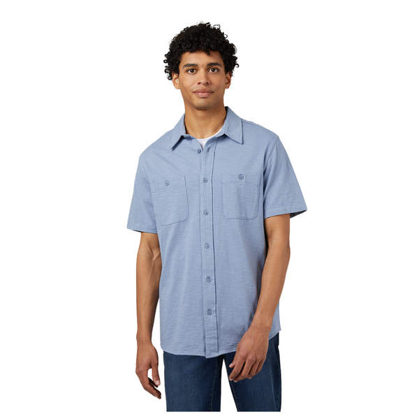 Men's Soft Wash Knit Short Sleeve Button-up Shirt