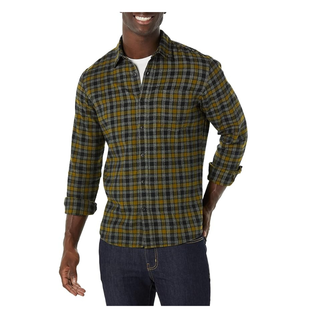 Amazon Essentials Men's Slim-Fit Long-Sleeve Plaid Flannel Shirts