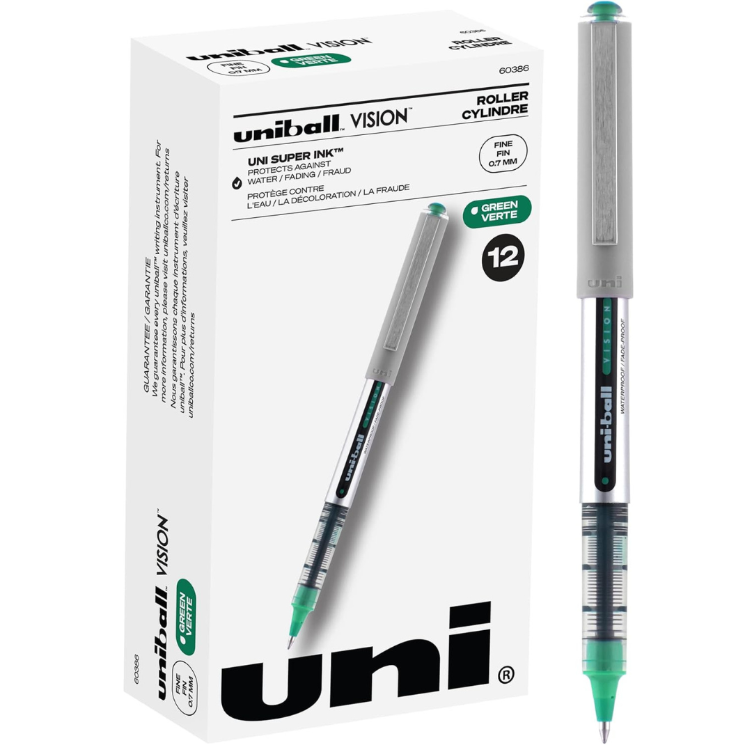 12-Pack Uni-Ball Soft Comfort Grip Vision Roller Ball Pens