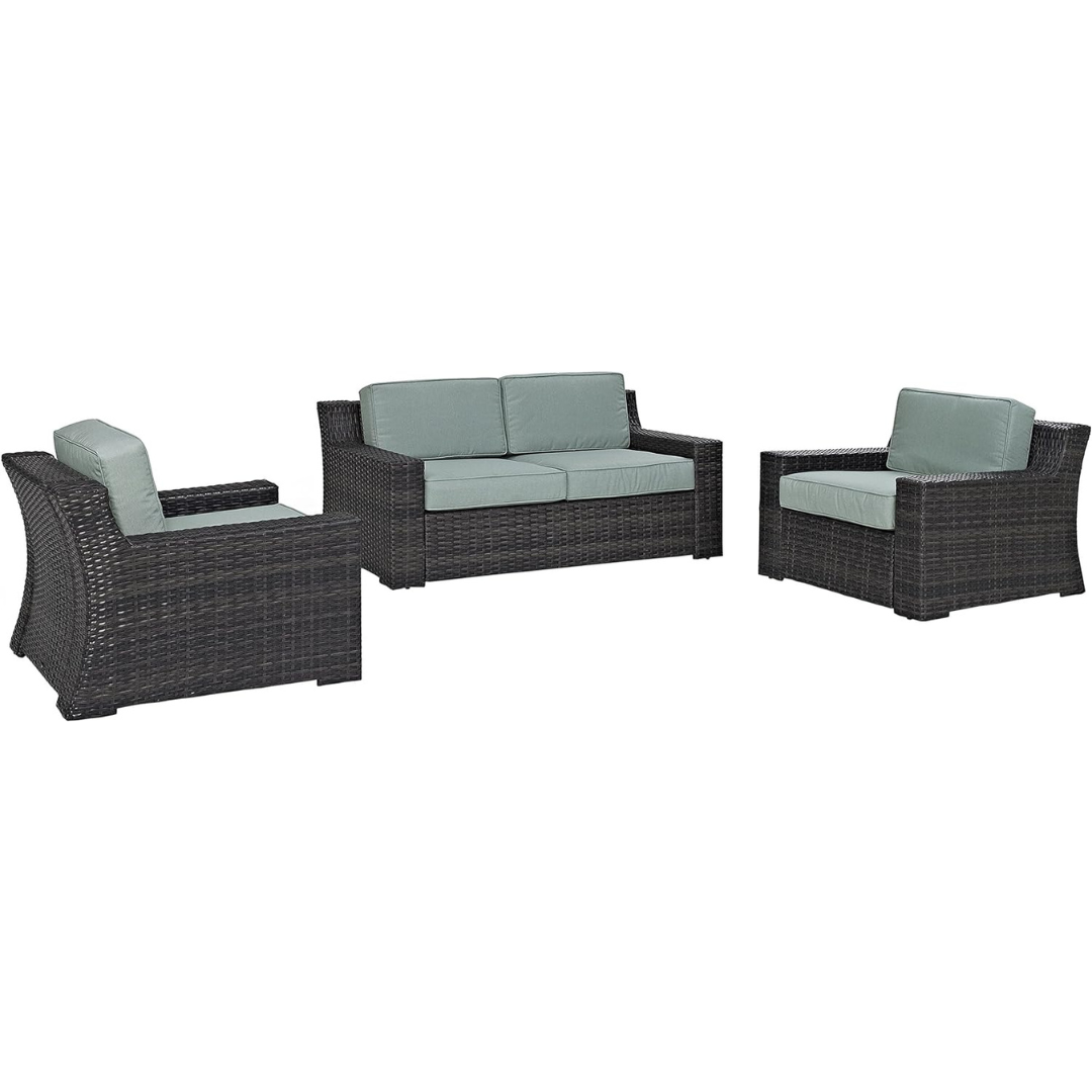 Crosley Furniture Beaufort 3-Piece Outdoor Wicker Seating Set