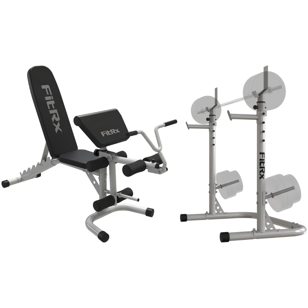 FitRx Weight Adjustable Workout Bench with Squat Rack