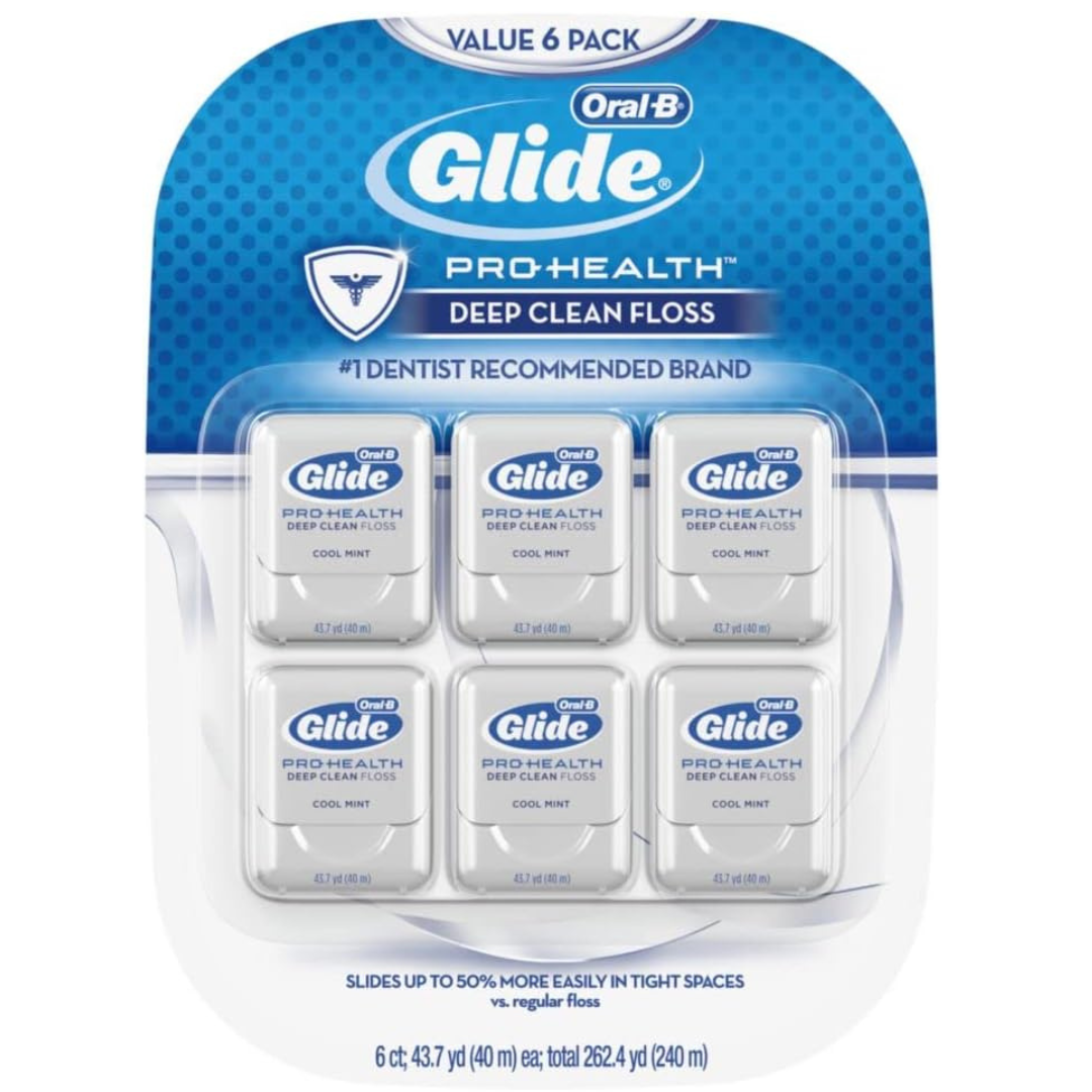 Oral-B Glide Pro-Health Dental Floss, Deep Clean, Mint, 40m (Pack of 6)