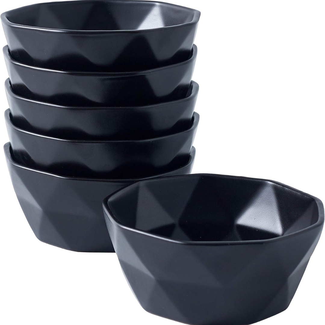 Bruntmor Set of 6 Geometric Ceramic Bowls Bowls (13 Oz, Set of 6)
