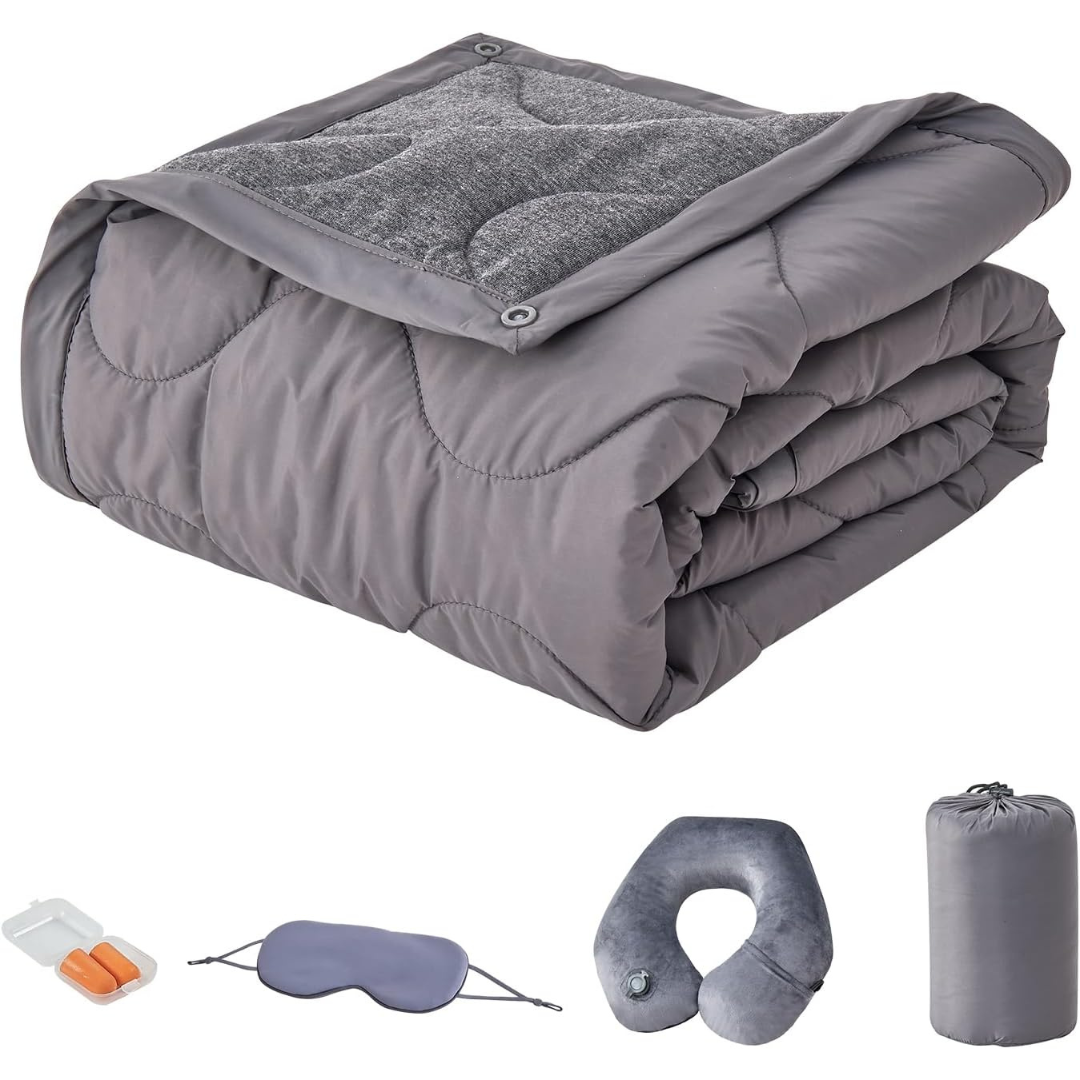 Commollis (50" x 60") Portable Soft Inflatable Travel Blanket Set