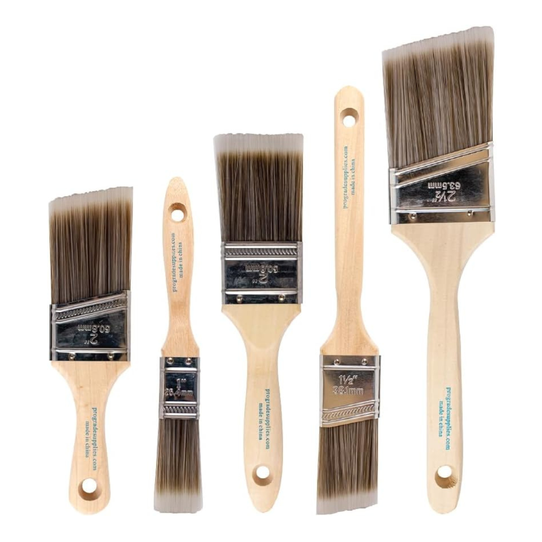 5-Pack Pro-Grade Home Wall Trim House Paint Brush Set