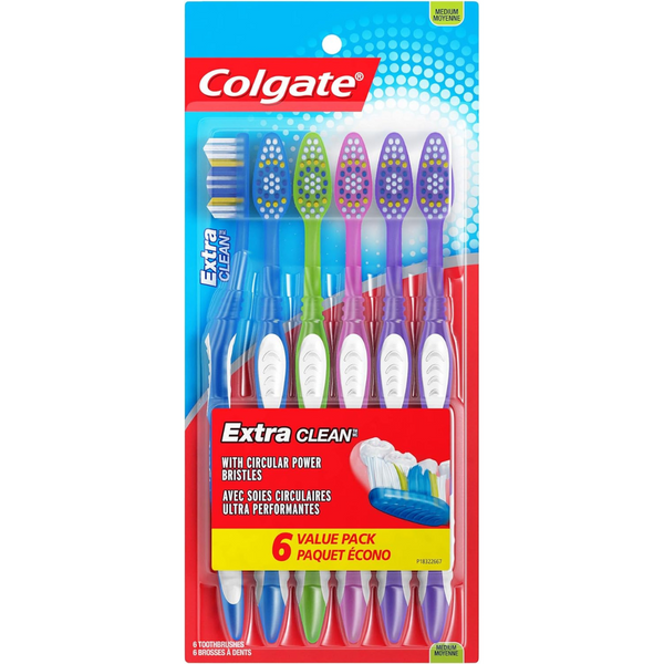 6-Count Colgate Extra Clean Full Head Medium Toothbrush