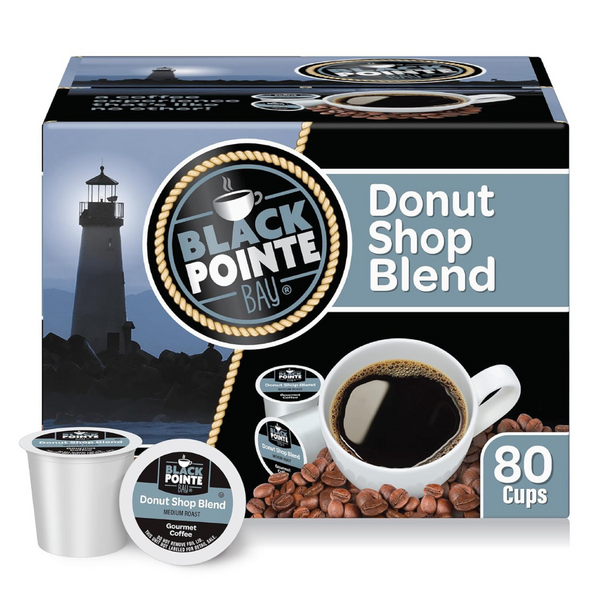 Black Pointe Bay Coffee Donut Shop Blend, Medium Roast Single Serve k-Cup Pods (80 Count)