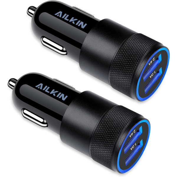 2-Pack AILKIN Store Fast Car Charger Dual Port USB Lighter Adapter