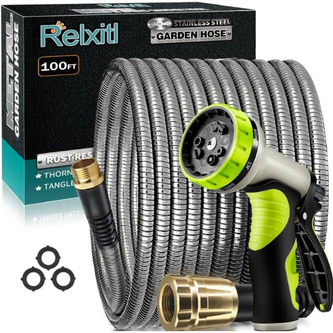 Relxitl 100ft Leak Proof Flexible Water Hose with Sprayer