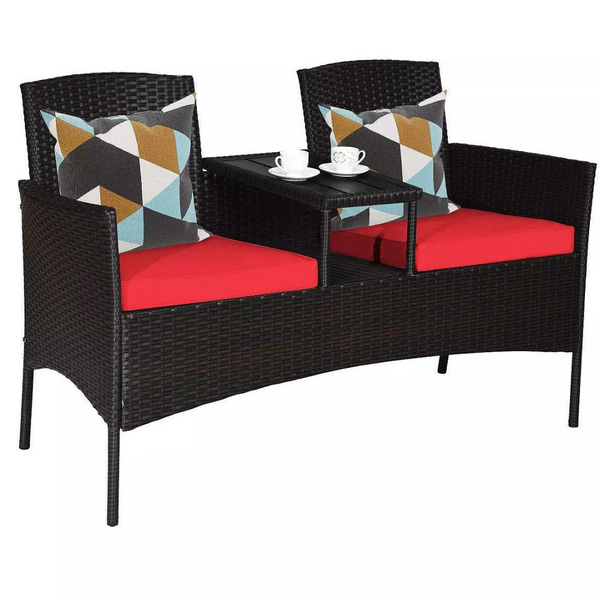 Patented Modern Patio Set with Built-in Coffee Table and Cushions