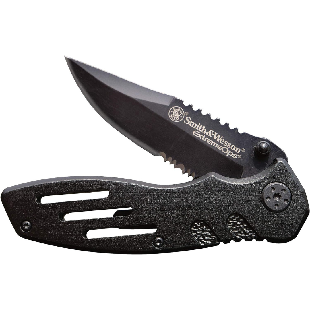 Smith & Wesson 7.1 Inch Folding Knife With Serrated Clip Point Blade