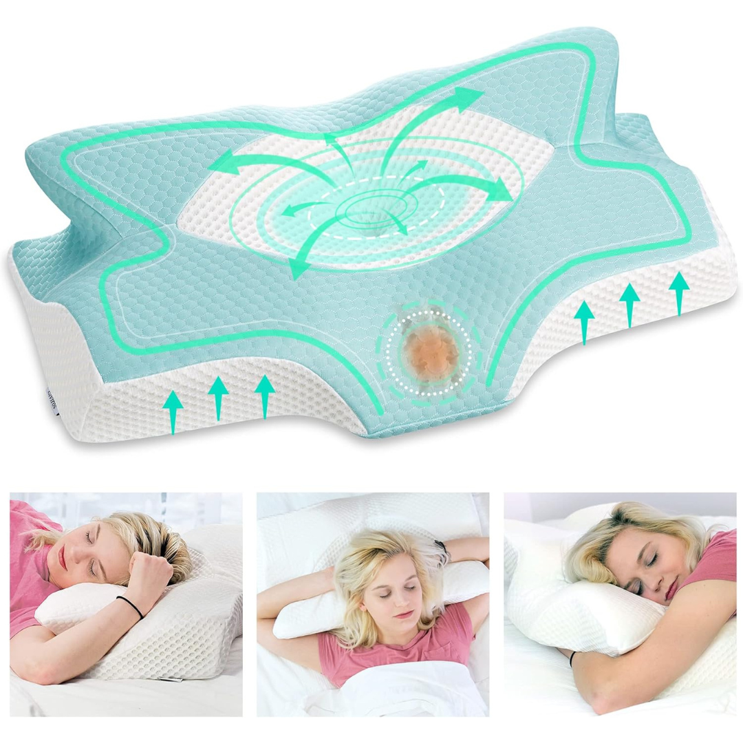 Elviros Ergonomic Orthopedic Sleeping Neck Contoured Support Pillow