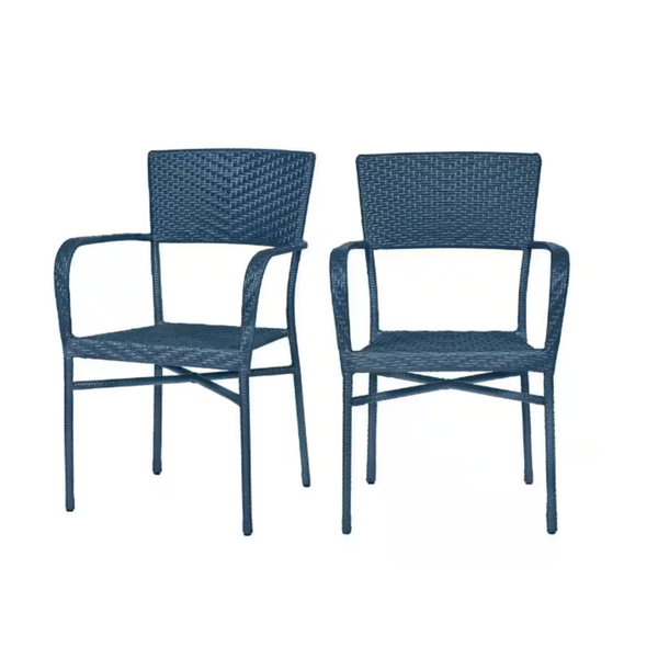 2-Pack StyleWell Emmet Stackable Steel Frame Resin Wicker Lounge Chair