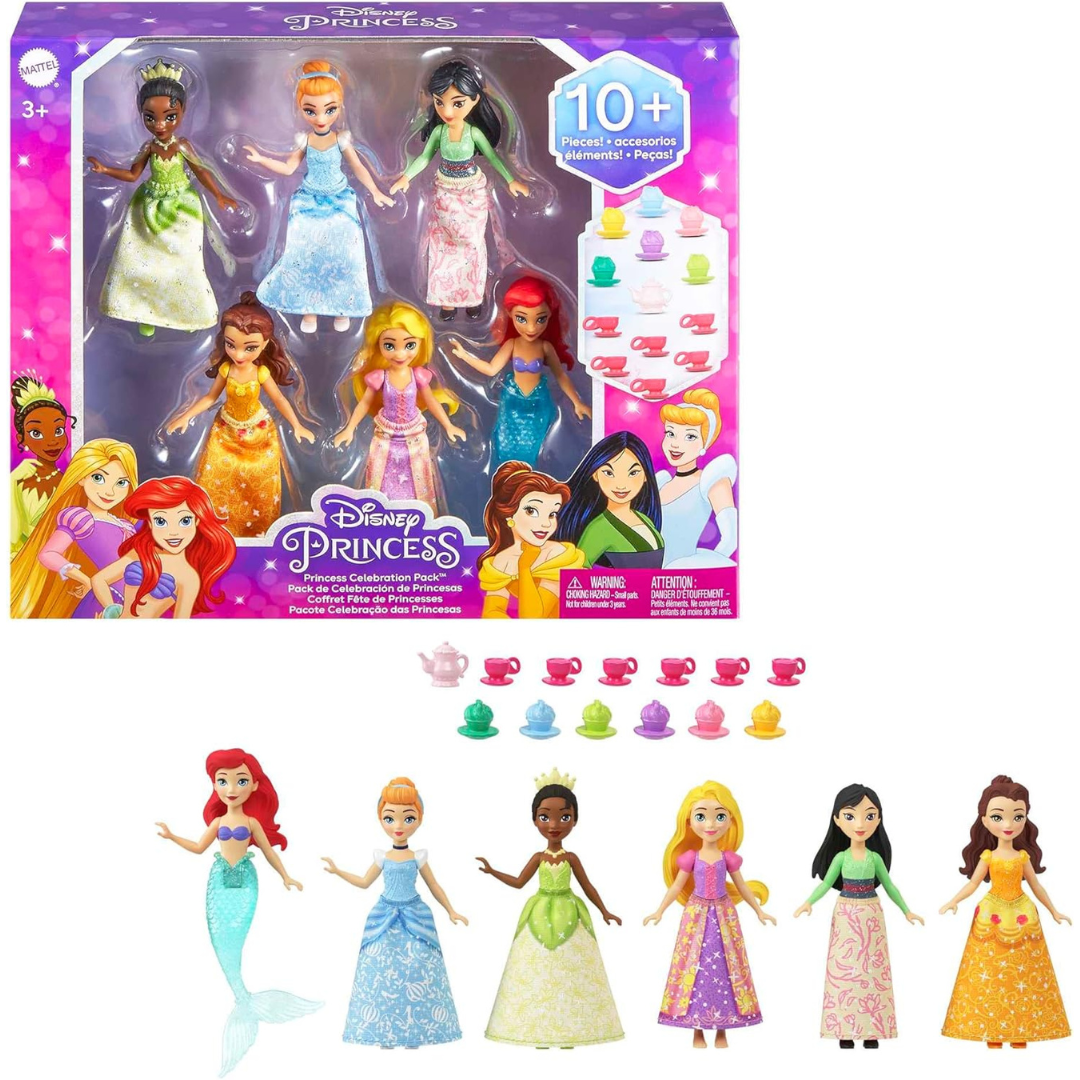 Mattel 6 Posable Disney Princess Toys Inspired by Disney Movies For Kids