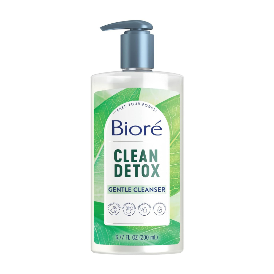 Biore Clean Detox Gentle Sensitive Skin Face Cleanser, 6.77 oz