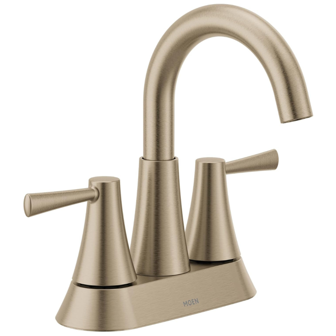 Moen Ronan Bronzed Gold Two-Handle 4" Centerset Modern Bathroom Faucet