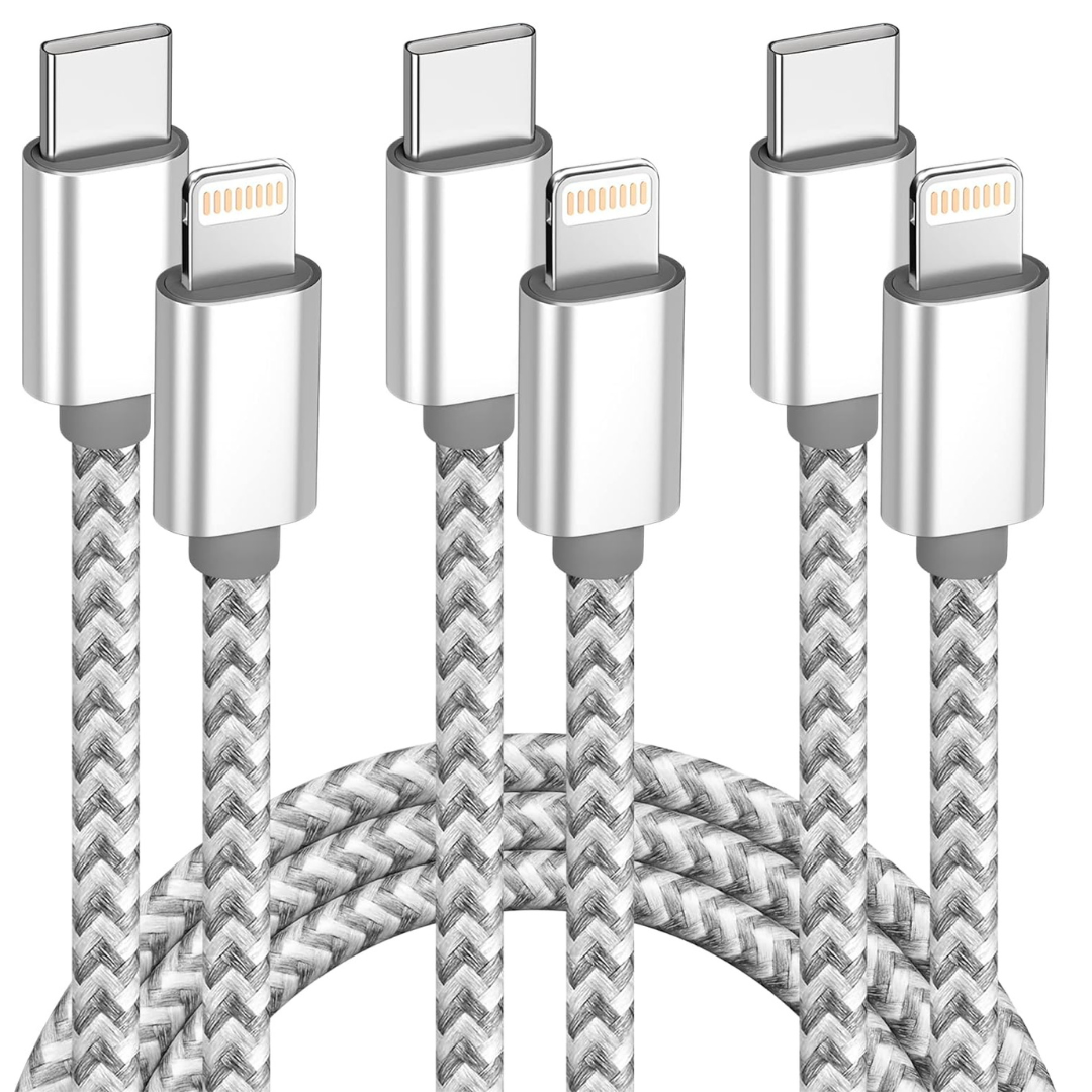 3-Pack 6ft Apple MFi Certified Fast Charging USB-C to Lightning Cable