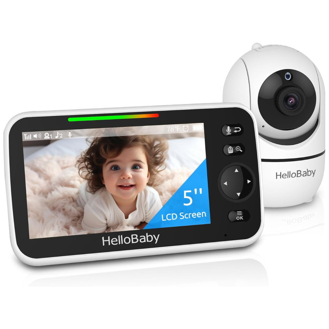 HelloBaby  5" Video Baby Monitor with Pan-Tilt-Zoom Video