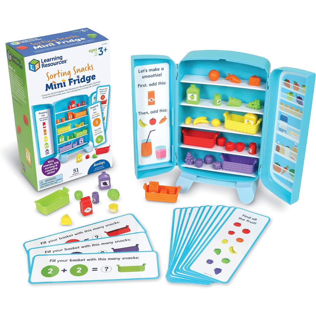 Learning Resources Sorting Snacks Mini Fridge, 51 Pieces
