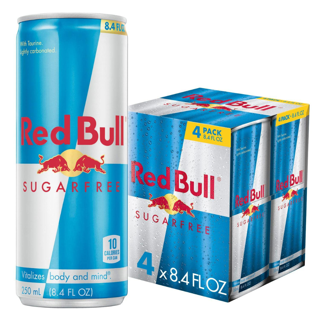 Red Bull Energy Drink, Sugar Free (8.4 Fl Oz, 4 Pack)