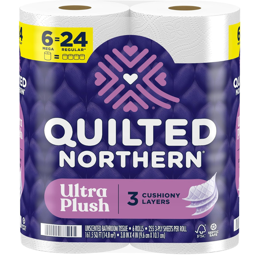 Quilted Northern Ultra Plush Toilet Paper (6 Mega Rolls = 24 Regular Rolls) 3X Thicker