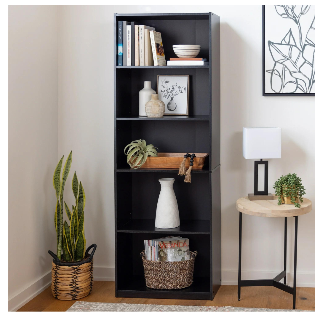 Mainstays 5-Shelf Bookcase with Adjustable Shelves