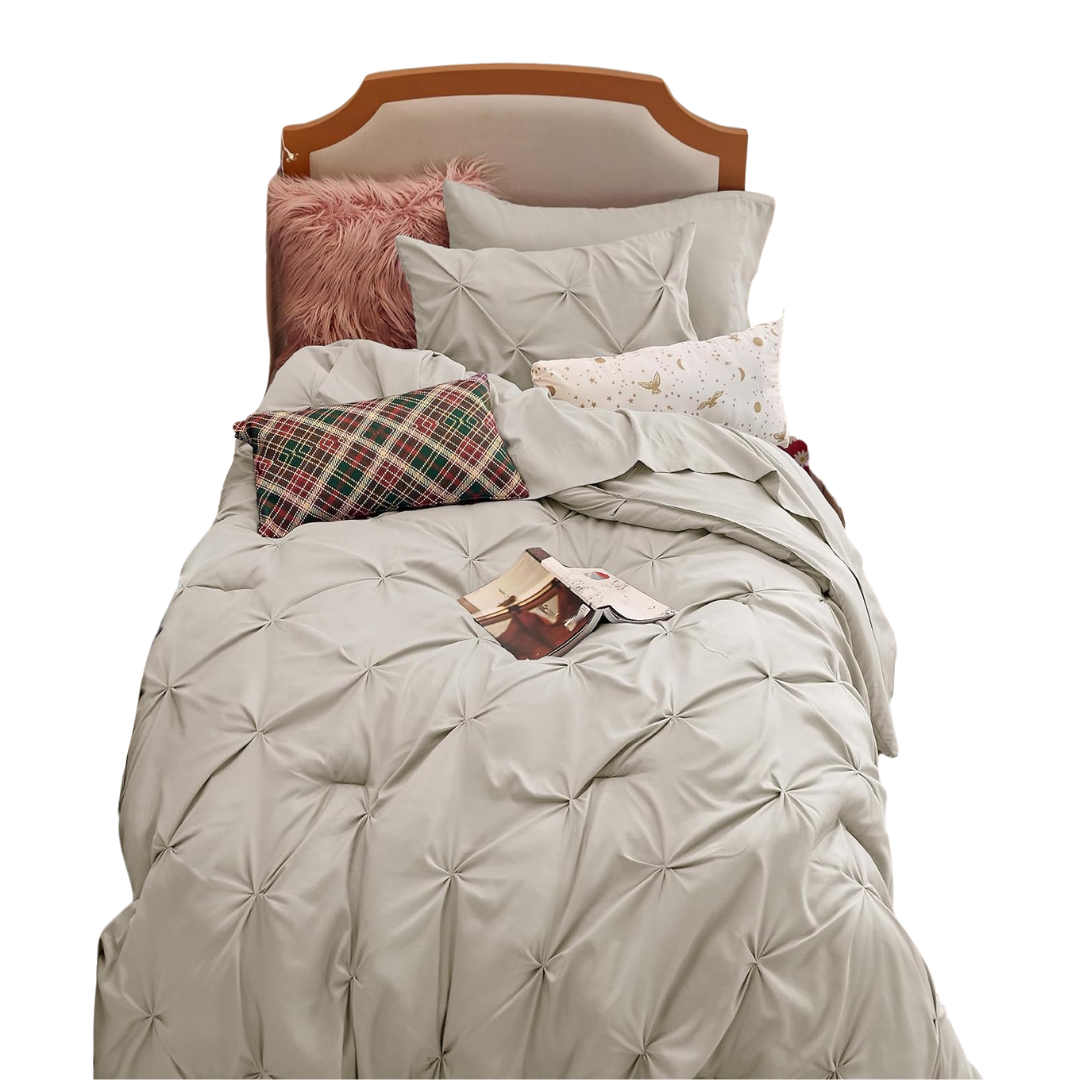 Bedsure 5 Piece Pintuck Twin Size Comforter Bed