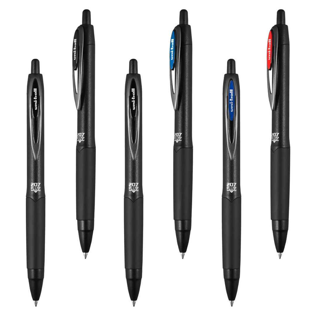 6-Pack Uniball 207 Plus+ Retractable Gel Pens