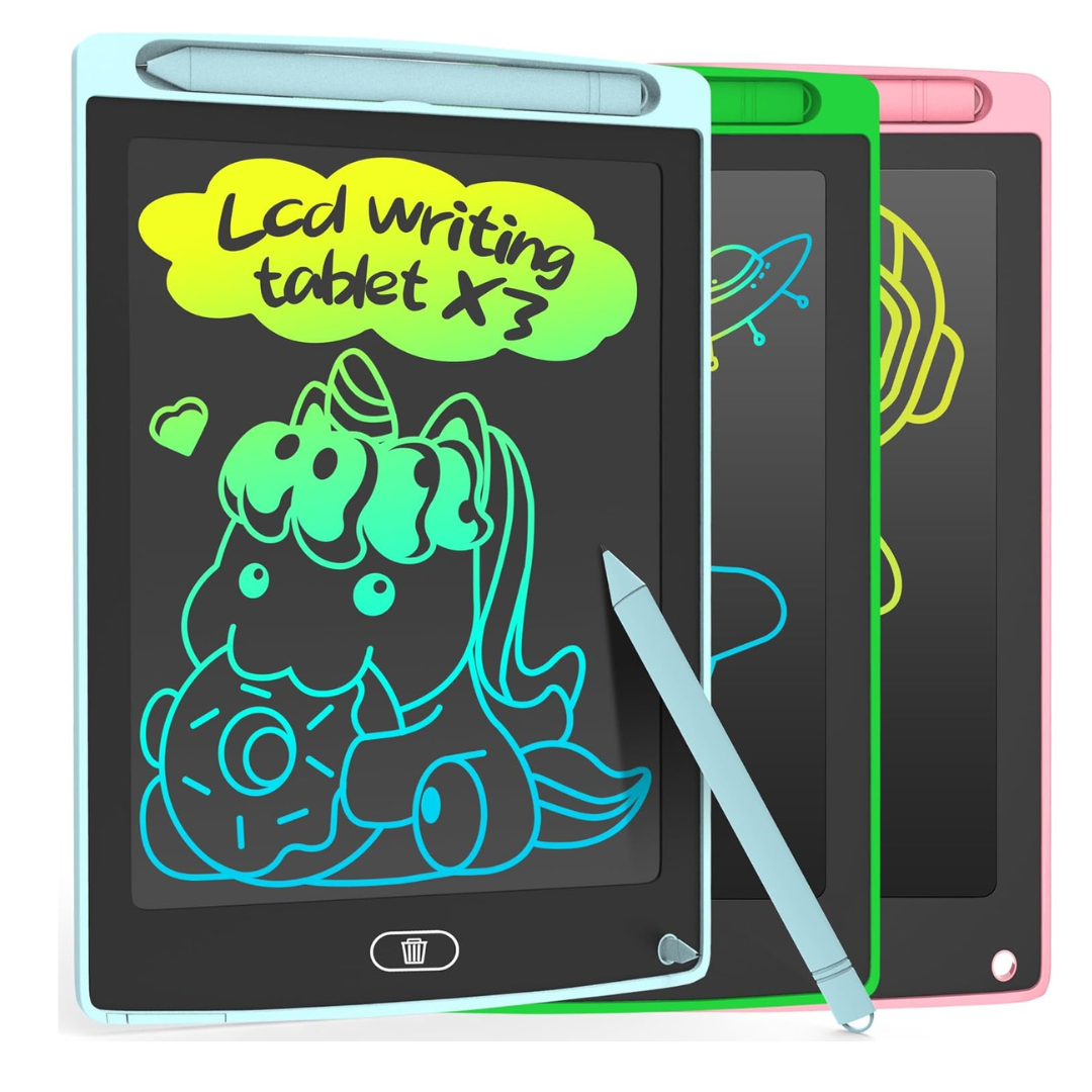 3-Pack Colorful Erasable Reusable Electronic Drawing Pad