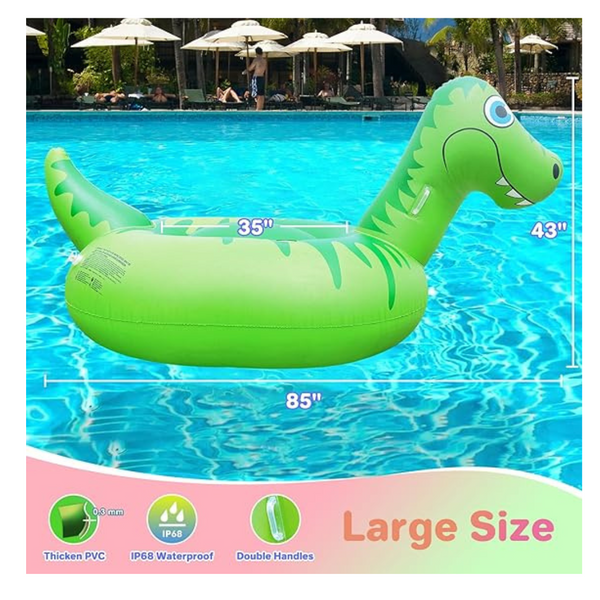 Junbig Solar Powered Inflatable Dinosaur Pool Float