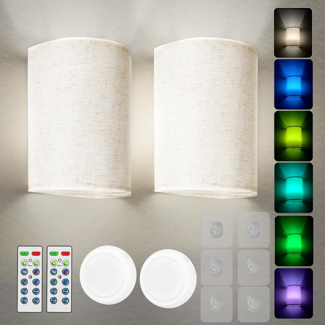 Set of 2 Menglink RGB 16 Colors Changeable Dimmable Wireless Wall Light