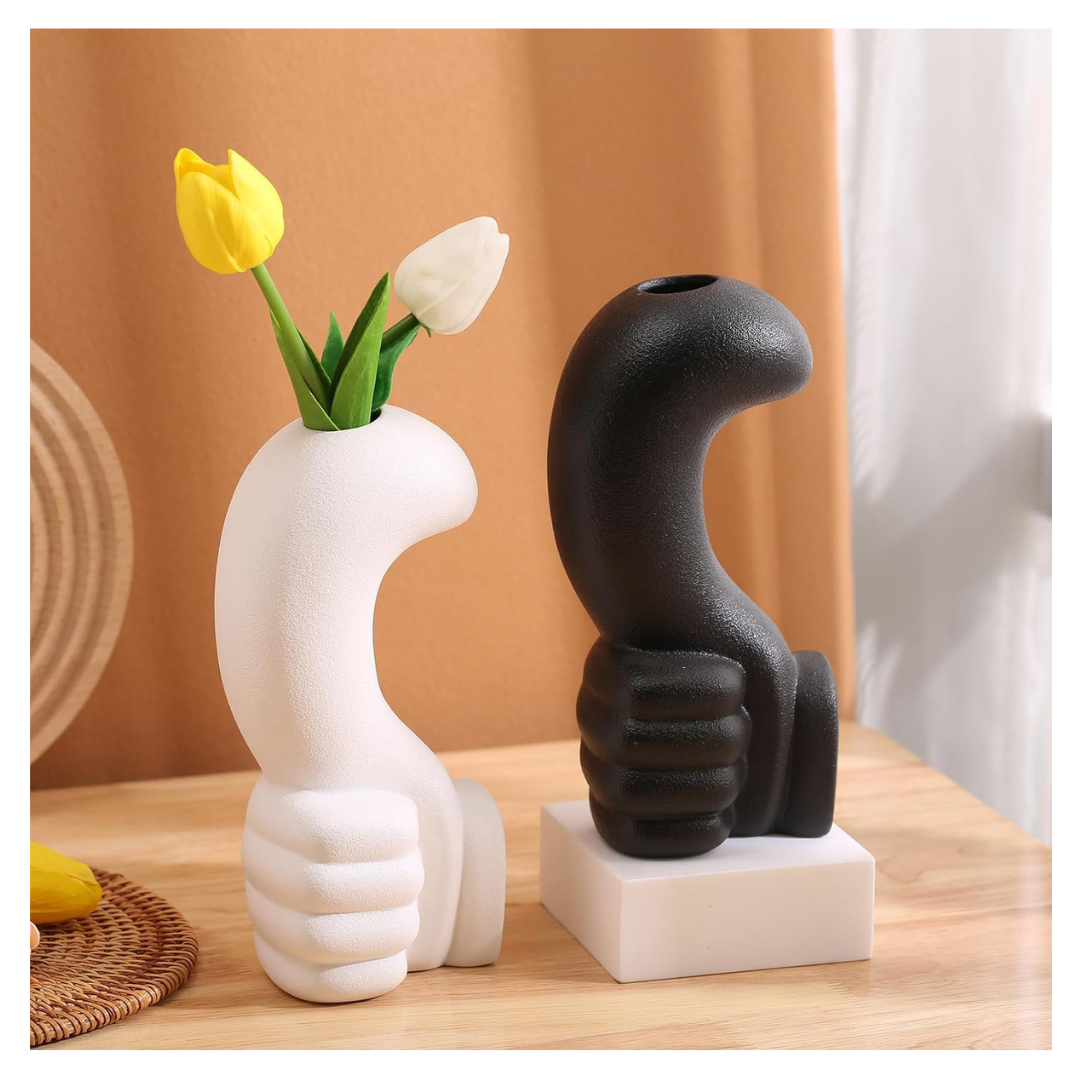 Yuccasly Ceramic Modern Unique Finger-Shaped Decorative Vase Set