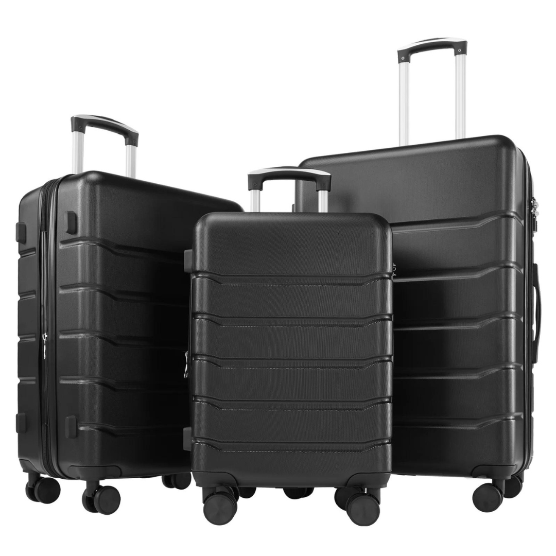 EDX 3 Piece Hardside Luggage Set with Spinner Wheels (20″ 24″ 28″)