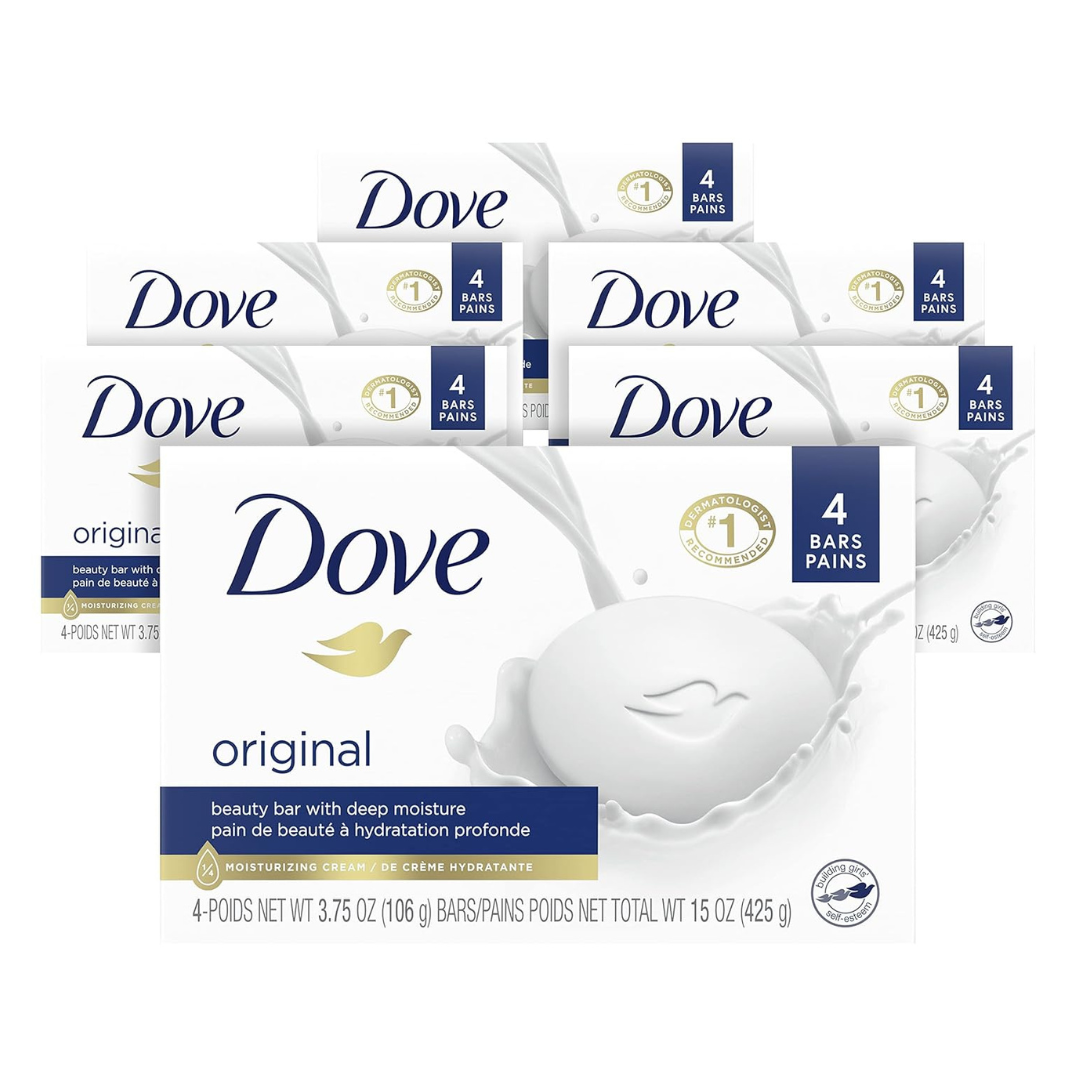 Dove Beauty Bar Original Moisturizing Bar Made With 1/4 Moisturizing Cream (24 Count)