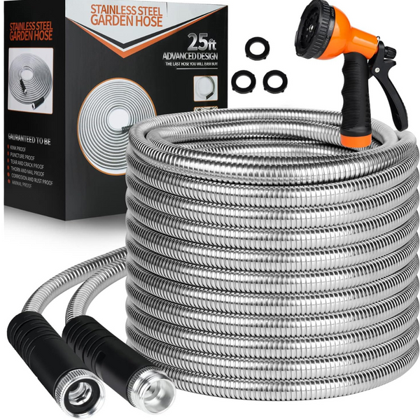 Hdking 25ft Stainless Steel Heavy-Duty Lightweight Flexible Metal Hose