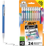 BIC Xtra-Sparkle Number 2 Mechanical Pencils With Erasers, Medium Point (0.7mm), 24-Count