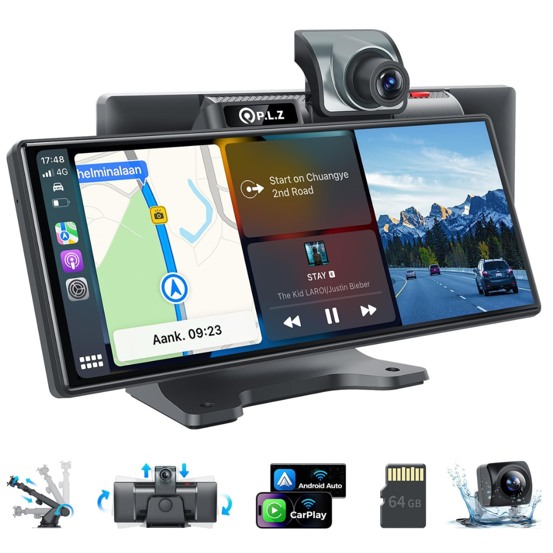 PLZ 9.3" Portable Wireless Apple Carplay Stereo Screen for Car