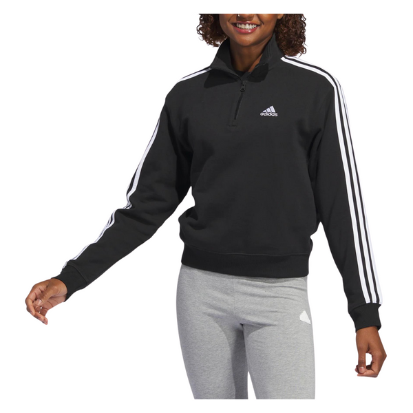 Adidas Women’s Essentials 3-Stripes Quarter-Zip Sweatshirt