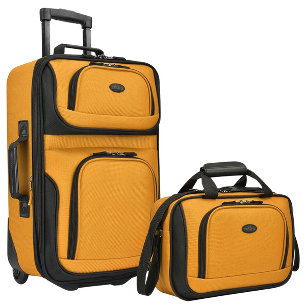 2-Piece U.S. Traveler Rio Mustard Expandable Carry-On Luggage Set (5 Colors)