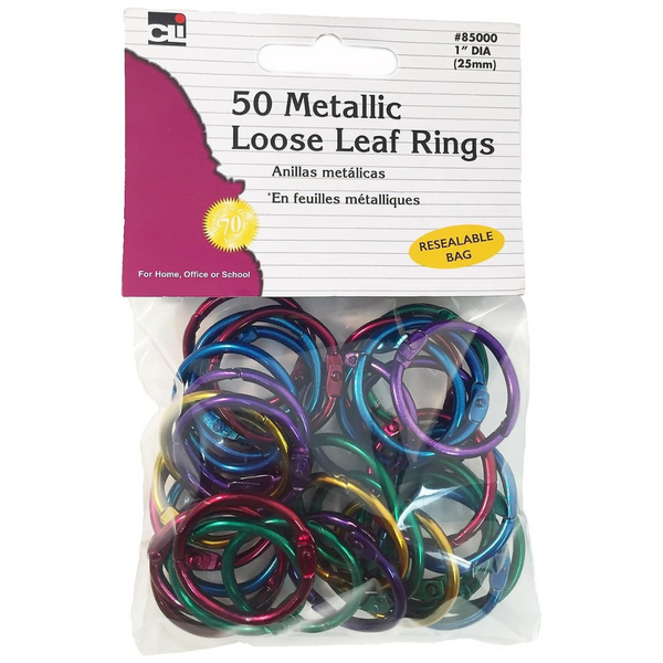 50-Count Charles Leonard Loose Alloy Steel Leaf Rings, 1" Diameter