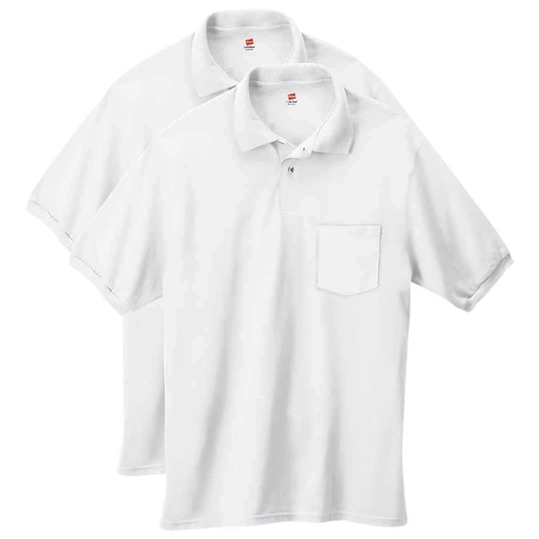 2-Pack Hanes Men's Short-Sleeve Jersey Pocket Polo Shirt
