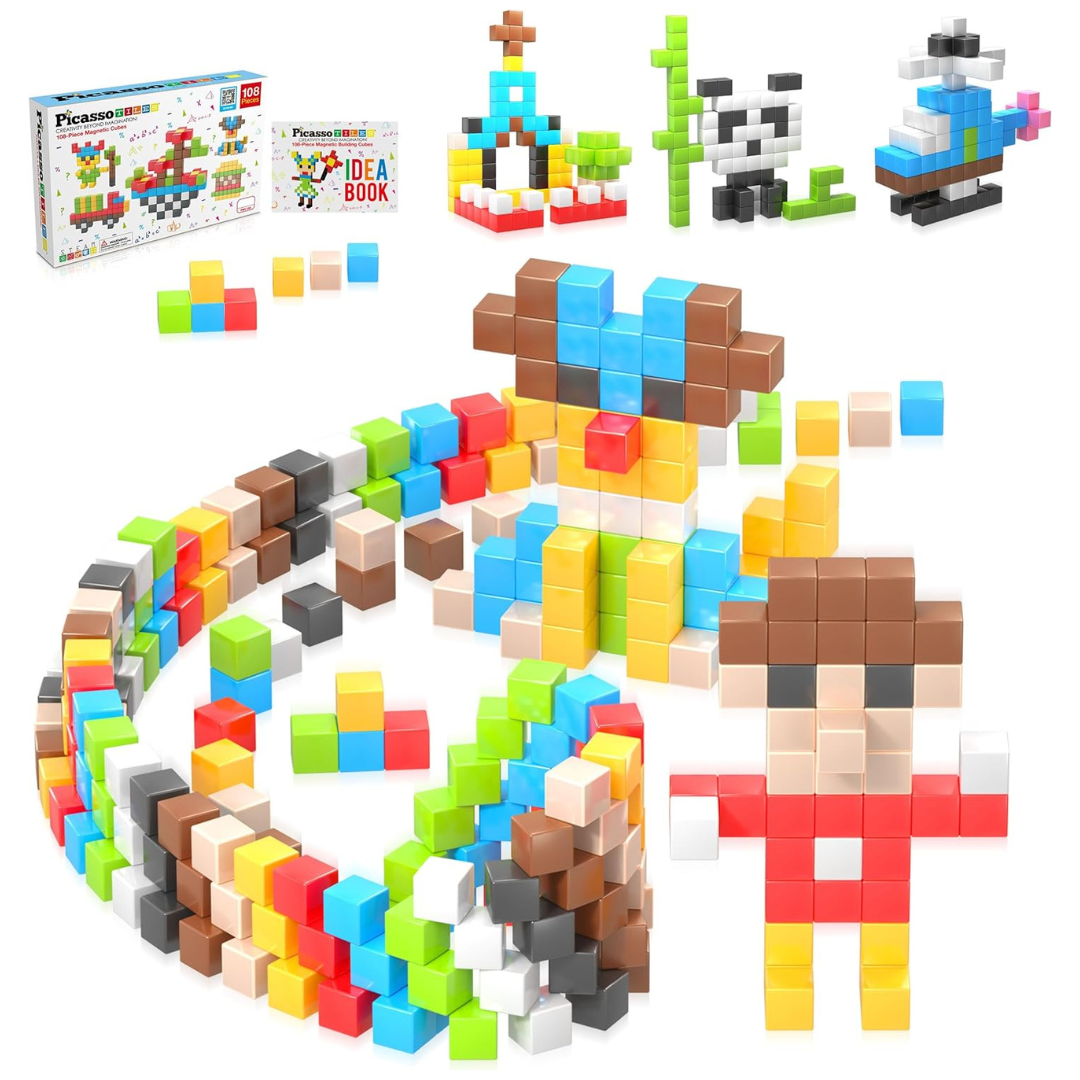 108-Piece PicassoTiles 1" Magnetic Cubes Construction Building Blocks Toys